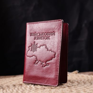 Жіноча обкладинка на військовий квиток із глянсової шкіри Карта GRANDE PELLE 16779 Бордова