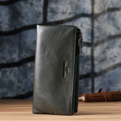 Красивий шкіряний гаманець на три відділення ST Leather 23110 Зелений