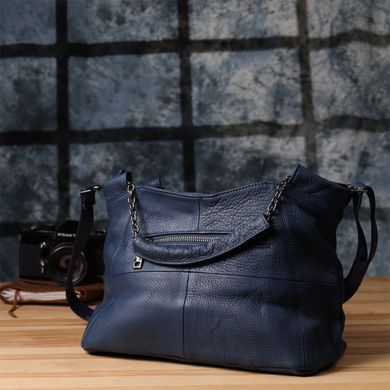 Жіноча шкіряна сумка на кожен день для міста та щоденного використання Vintage 22988 Синя