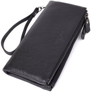 Практичний шкіряний гаманець на три відділення ST Leather 23111 Чорний