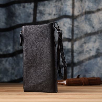 Практичный кожаный кошелек на три отделения ST Leather 23111 Черный
