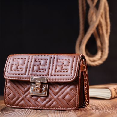 Компактная женская сумка из экокожи на плечо Vintage 18705 Коричневый