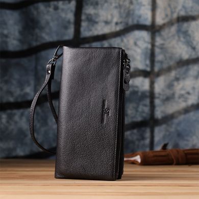Практичный кожаный кошелек на три отделения ST Leather 23111 Черный