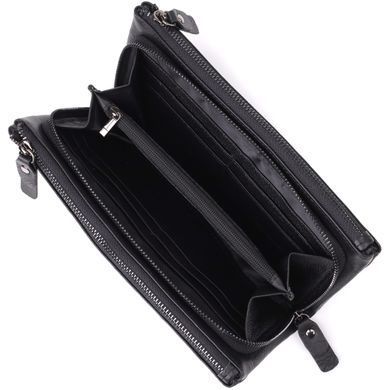 Практичный кожаный кошелек на три отделения ST Leather 23111 Черный