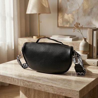 Женская сумка через плечо в классическом цвете из натуральной кожи Vintage 22655 Черный