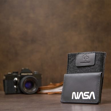 Шкіряна обкладинка для автодокументів з логотипом NASA GRANDE PELLE 11490 Чорний