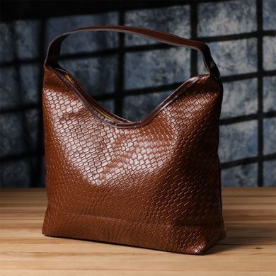 Жіноча сумка з переплетеної екошкіри Vintage sale_15142 Коричневий
