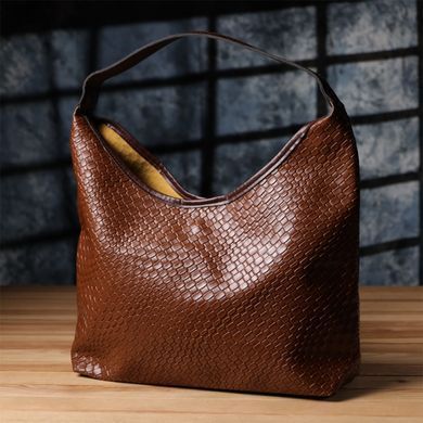 Жіноча сумка з переплетеної екошкіри Vintage sale_15142 Коричневий