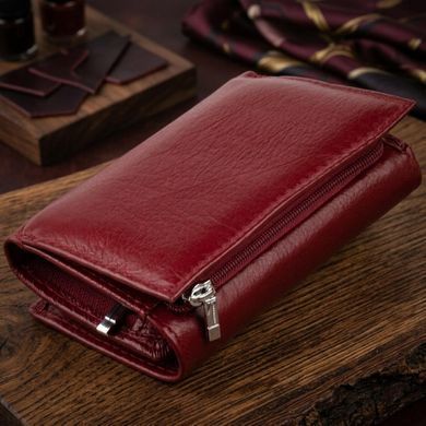 Горизонтальне портмоне зі шкіри жіноче на магніті ST Leather 19333 Бордове