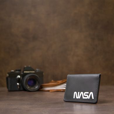 Шкіряна обкладинка для автодокументів з логотипом NASA GRANDE PELLE 11490 Чорний