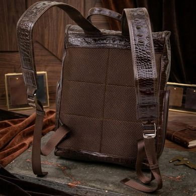 Рюкзак під рептилію шкіряний Vintage 20430 Коричневий