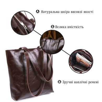 Кожаная женская сумка-шоппер Shvigel 16370 Коричневый