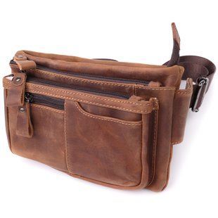 Вінтажна бананка для чоловіків з натуральної шкіри Vintage sale_15104 Коричневий