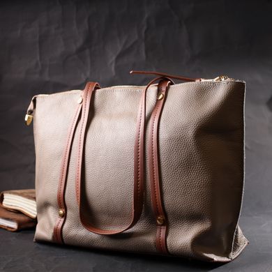 Оригинальная двухцветная женская сумка из натуральной кожи Vintage 22304 Бежевая
