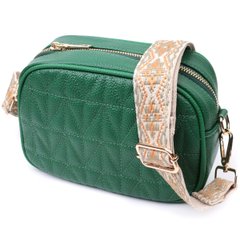 Стеганая женская сумка из натуральной кожи Vintage 22613 Зеленая