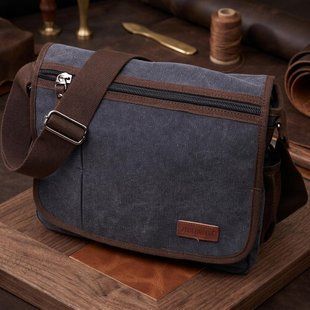 Сумка через плечо для ноутбука 13" из плотного текстиля Vintage 22200 Черный