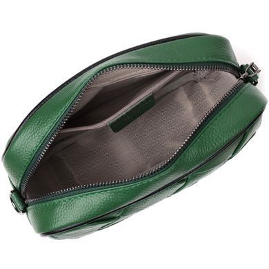 Цікава шкіряна сумка з плетіннями для стильних жінок Vintage 22410 Зелена