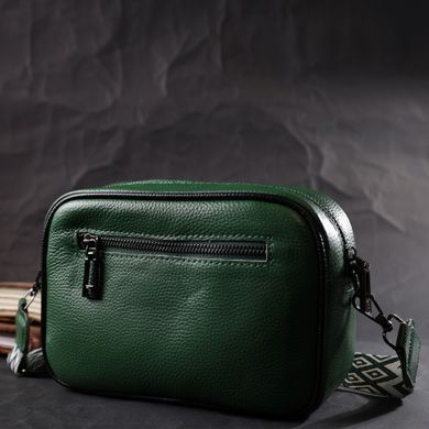 Цікава шкіряна сумка з плетіннями для стильних жінок Vintage 22410 Зелена