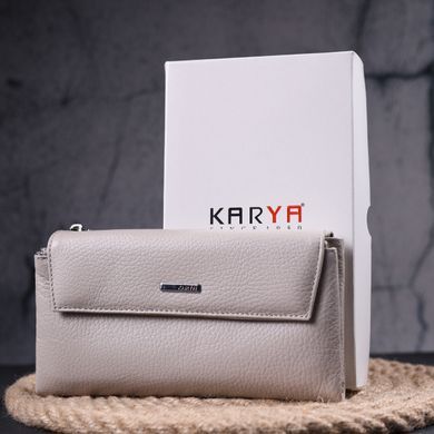 Функціональний жіночий гаманець з натуральної шкіри KARYA 21359 Бежевий