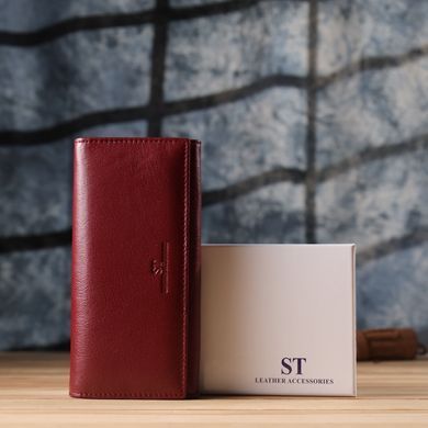Элегантный кошелек у два сложения из натуральной кожи ST Leather 23065 Бордовый