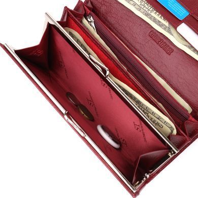 Элегантный кошелек у два сложения из натуральной кожи ST Leather 23065 Бордовый