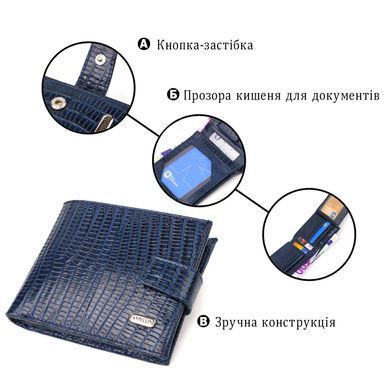 Удобный горизонтальный кошелек для мужчин из натуральной кожи с тиснением CANPELLINI 21887 Синий