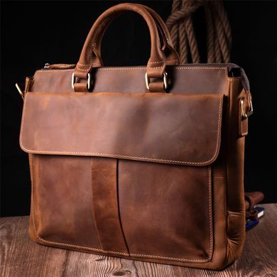 Чоловічий шкіряний портфель для документів ноутбука та роботи Vintage 22673 Коричневий