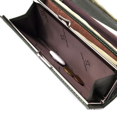 Стильний гаманець у два складення з натуральної шкіри ST Leather 23066 Зелений