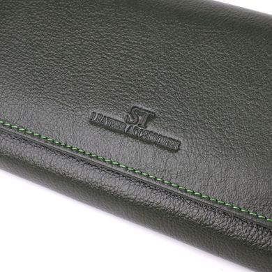 Стильний гаманець у два складення з натуральної шкіри ST Leather 23066 Зелений