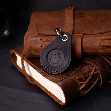 Кожаный брелок-держатель для Apple AirTag из натуральной кожи GRANDE PELLE 11614 Черный