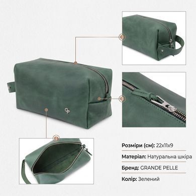 Кожаная косметичка унисекс GRANDE PELLE 11573 Зеленый