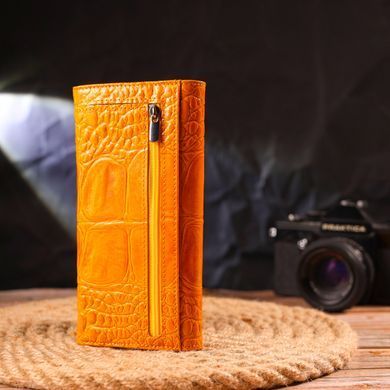 Яркий женский кошелек из натуральной фактурной кожи CANPELLINI 21651 Желтый