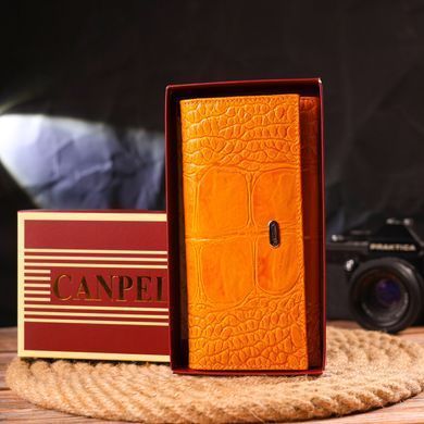 Яркий женский кошелек из натуральной фактурной кожи CANPELLINI 21651 Желтый