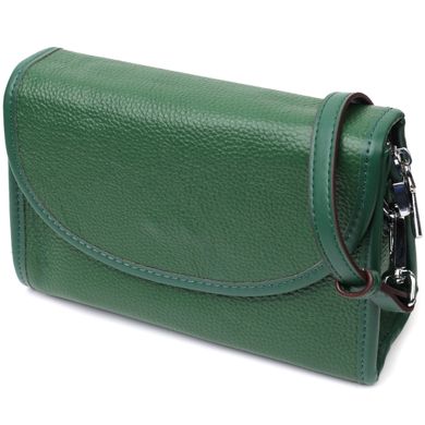 Компактна жіноча шкіряна сумка з напівкруглим клапаном Vintage 22260 Зелена