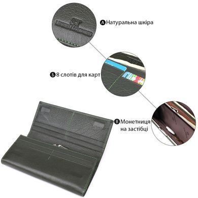 Стильний гаманець у два складення з натуральної шкіри ST Leather 23066 Зелений