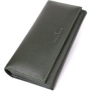 Горизонтальний гаманець у два складення з натуральної шкіри ST Leather 23067 Зелений