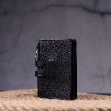 Практичний картхолдер із натуральної зернистої шкіри KARYA 21332 Чорний
