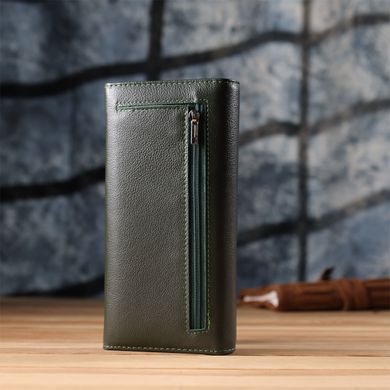 Горизонтальный кошелек у два сложения из натуральной кожи ST Leather 23067 Зеленый