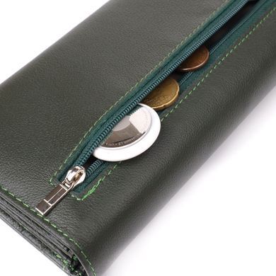Горизонтальный кошелек у два сложения из натуральной кожи ST Leather 23067 Зеленый