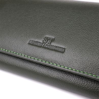 Горизонтальный кошелек у два сложения из натуральной кожи ST Leather 23067 Зеленый