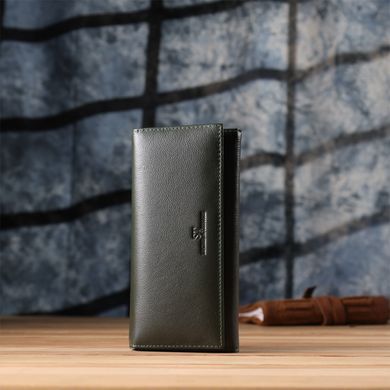 Горизонтальный кошелек у два сложения из натуральной кожи ST Leather 23067 Зеленый