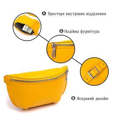 Кожаная яркая женская бананка Shvigel 16377 Желтый
