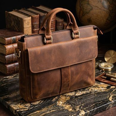 Кожаный портфель для ноутбука работы и документов Vintage 14066 Коричневый