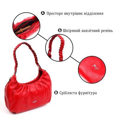 Яскрава жіноча сумка багет KARYA 20837 шкіряна Червоний
