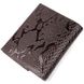 Лакований жіночий гаманець на магніті з натуральної шкіри з тисненням під змію KARYA 21187 Коричневий