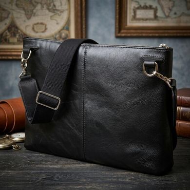 Шкіряна чоловіча сумка для ноутбука GRANDE PELLE 11437 Чорний