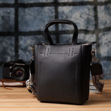 Трапецієподібна сумка для жінок з натуральної шкіри Vintage 22916 Чорний