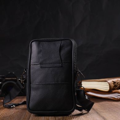 Чоловіча сумка на пояс із натуральної шкіри 21481 Vintage Чорна