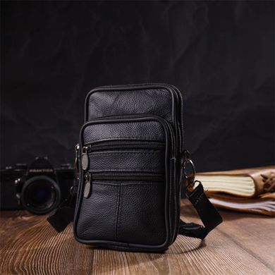Мужская сумка на пояс из натуральной кожи 21481 Vintage Черная