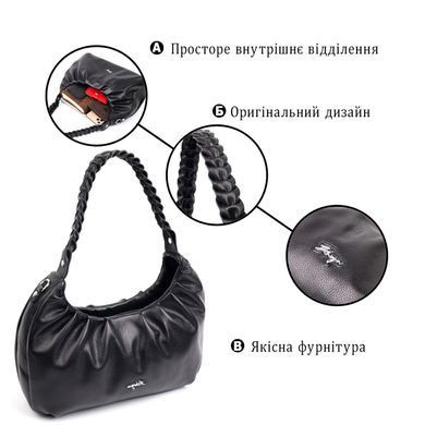 Якісна жіноча сумка багет KARYA 20838 шкіряна Чорний